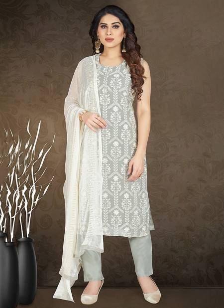 Gray Colour N F CHURIDAR 027 Heavy Festive Wear Designer Salwar Suit Collection N F C 634 GREY